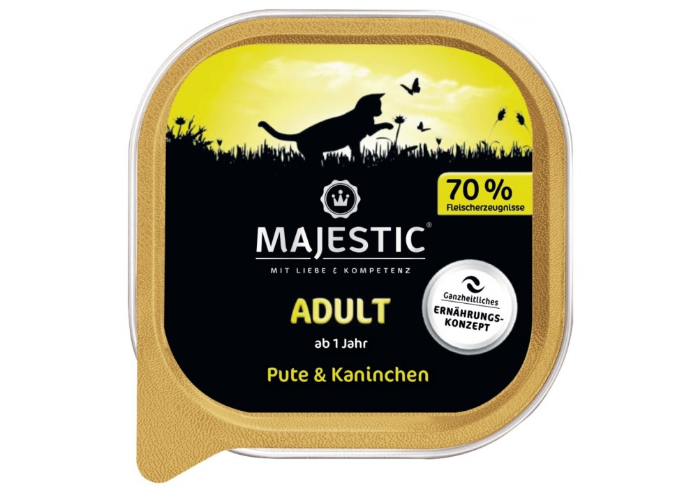 MAJESTIC Katze Adult 100g Schale Pute und Kaninchen (614069) 