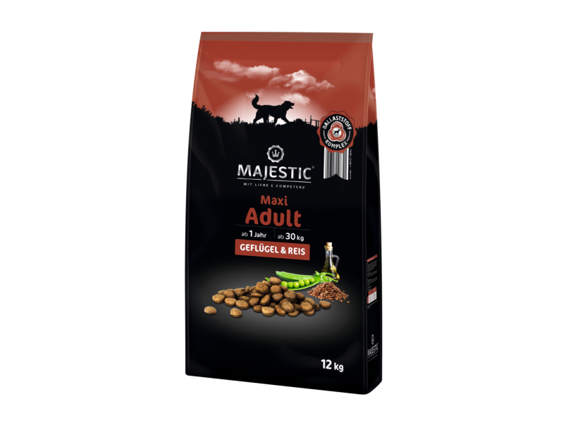 MAJESTIC Maxi Adult Geflügel&Reis 12kg Hund Trockenfutter (610834)