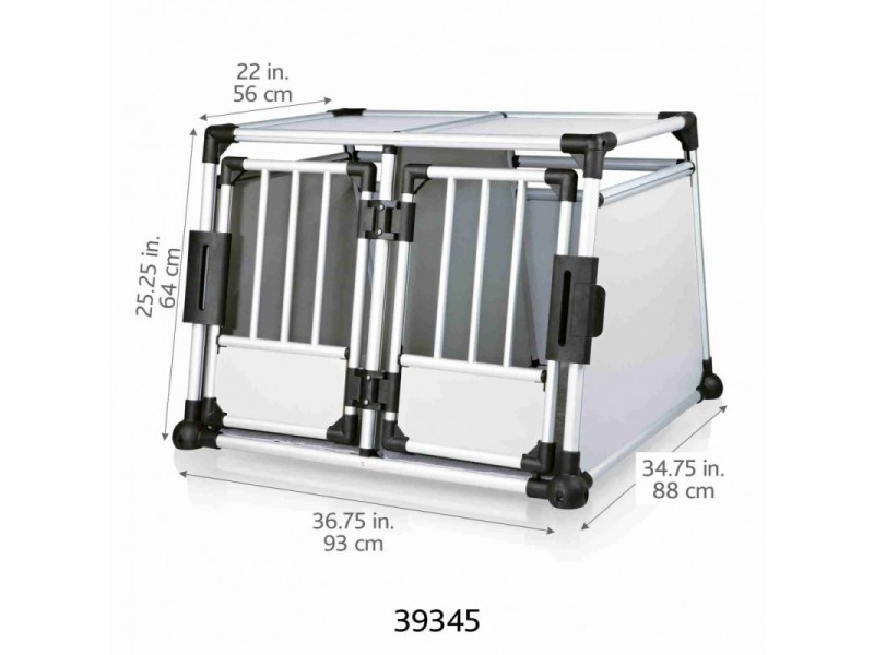 TRIXIE Transportbox Aluminium silber doppelt 93x64x88cm (39345)