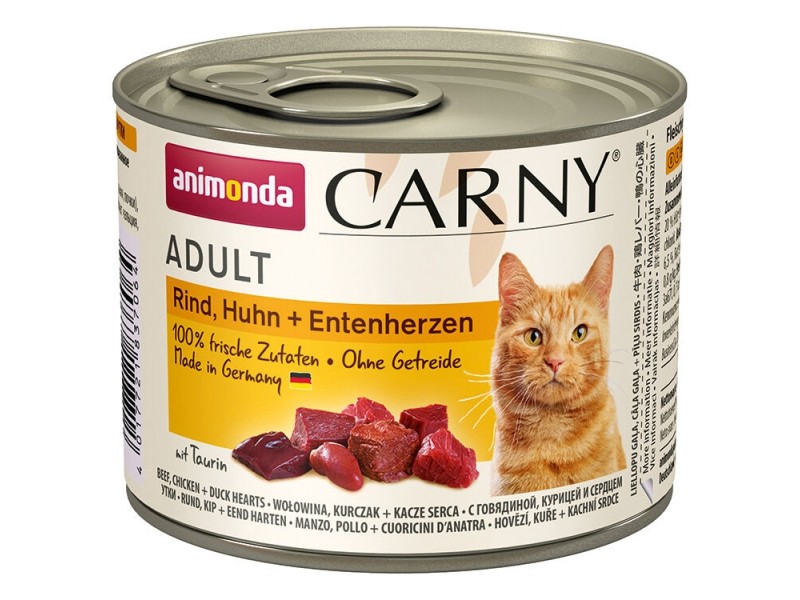 animonda Carny Adult 200g Dose Rind, Huhn+Entenherzen (83706)