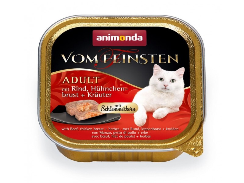 animonda Vom Feinsten Adult 100g Schale Schlemmerkern - Rind, Hähnchenbrust und Kräutern (83264)