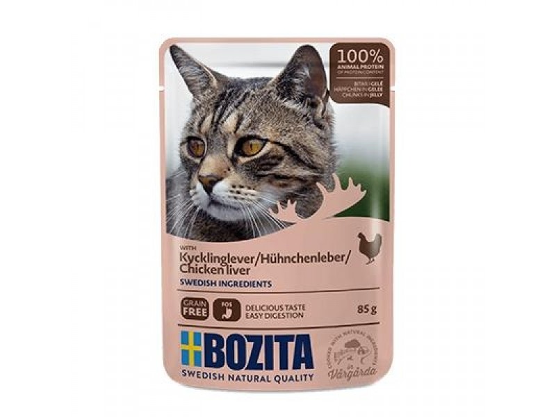 BOZITA Cat Häppchen in Gelee 85g Pouch mit Hühnchenleber