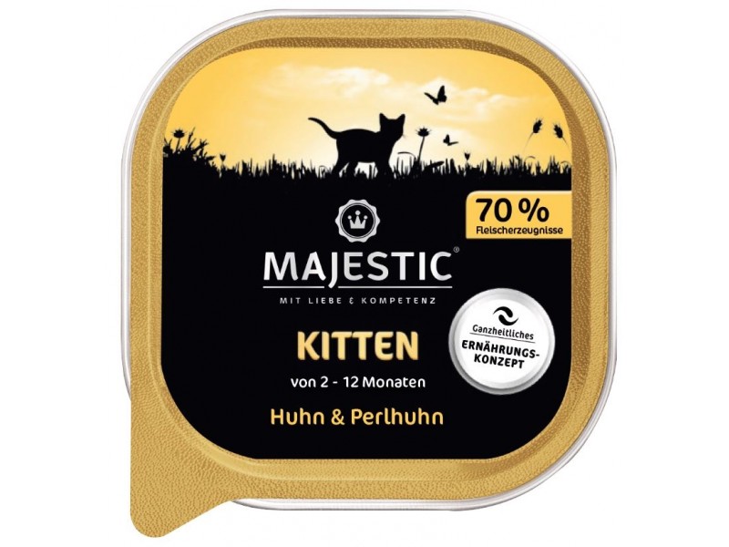 MAJESTIC Katze Kitten 100g Schale Huhn&Perlhuhn (614067) 