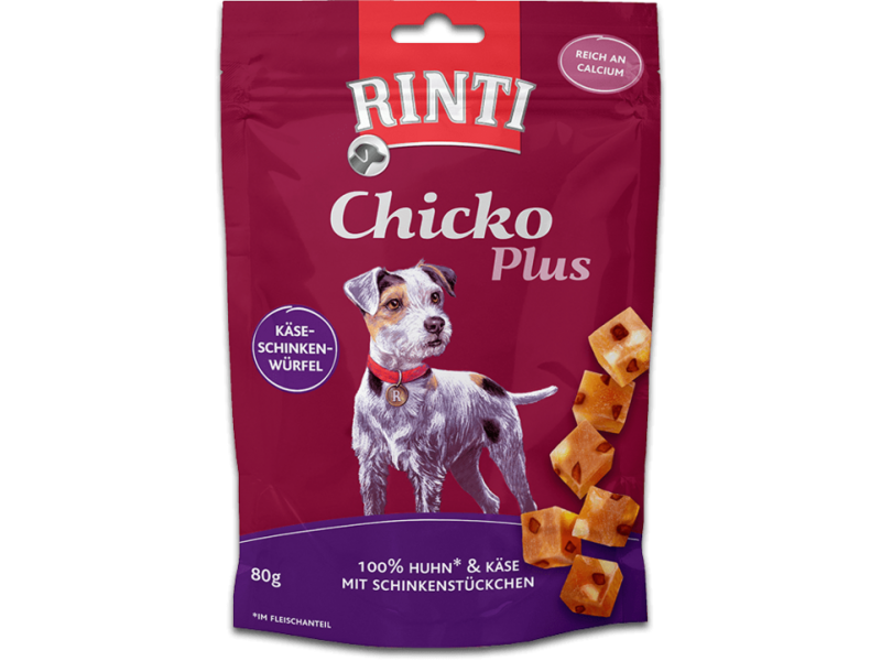 RINTI Hundesnack Chicko Plus Käse-Schinken-Würfel 80g (91418)