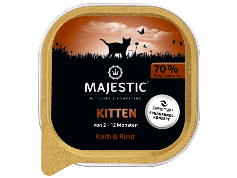 MAJESTIC Katze Kitten 100g Schale Kalb und Rind (614068) 