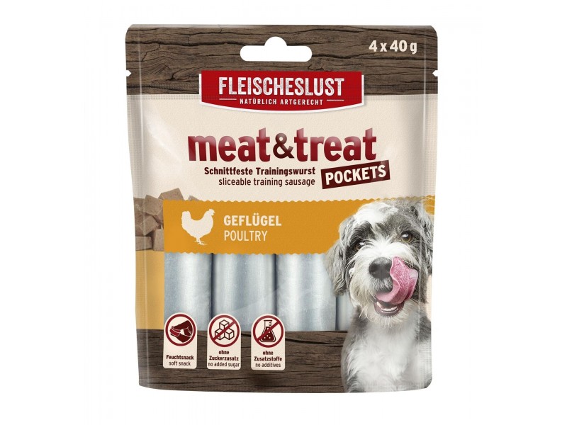 FLEISCHESLUST meat & treat Pockets 4x40g Geflügel (6784003)