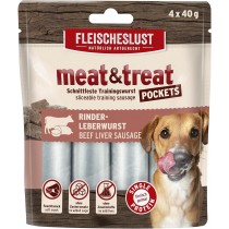 FLEISCHESLUST meat & treat Pockets 4x40g Rinderleberwurst (6784009)