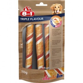 8in1 Triple Flavour Rolls 3 Stück 113g (148111) - Hundesnack