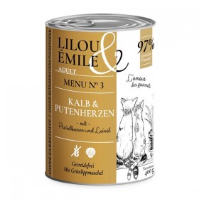 Lilou & Émile Adult Menu No.3 400g Dose mit Kalb und Putenherzen (813328)