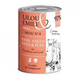Lilou & Émile Adult Menu No.5 400g Dose mit Rind, Angus-Rind und Putenherzen (813327)